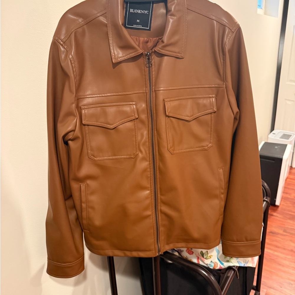 Blank NYC Men's Tan Leather Jacket